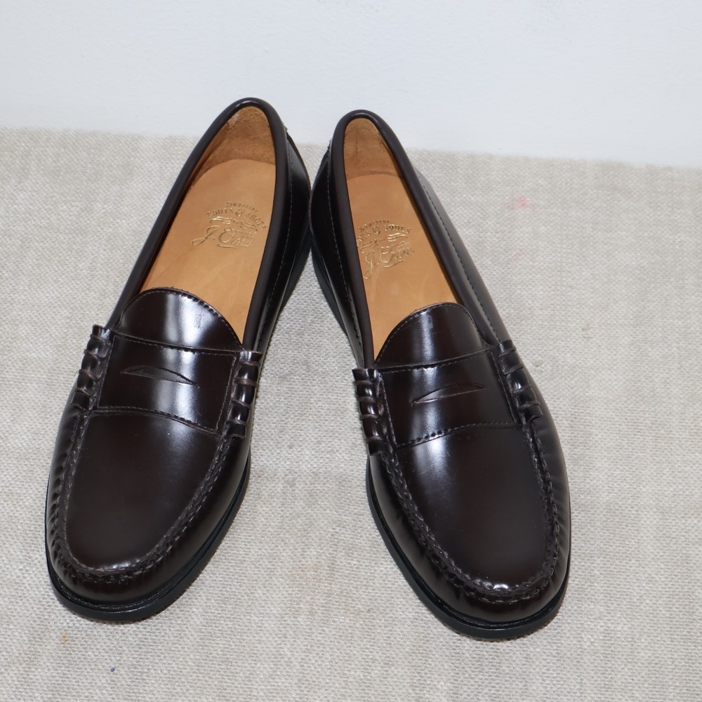 J.Crew Superior Boots & Shoes Penny Loafer Men Size 8 Black Preppy Leather AV166